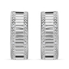 NY Closeout - White Diamond Earring With Push Back in Platinum Overlay Sterling Silver