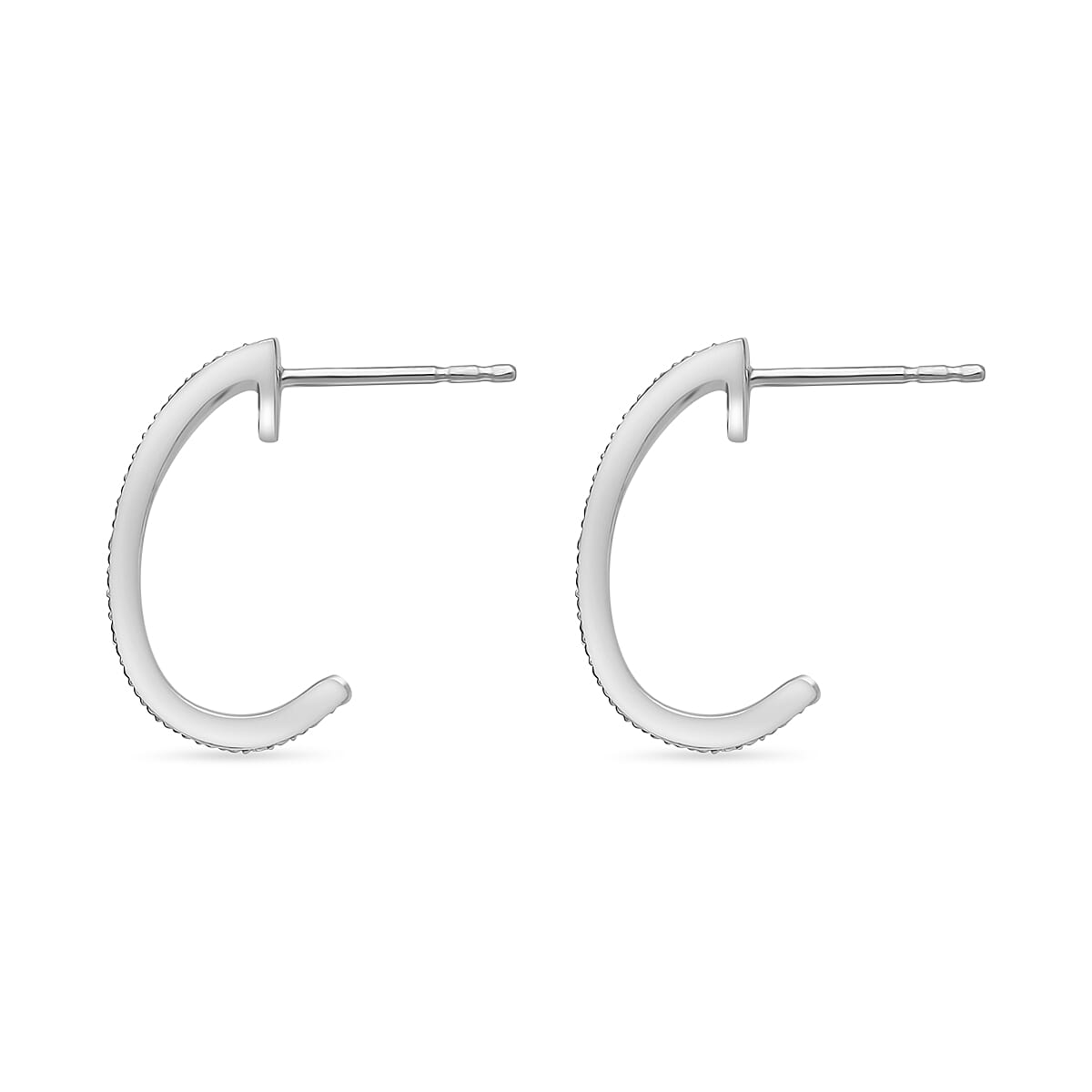 NY Closeout - White Diamond Earring With Push Back in Platinum Overlay Sterling Silver 7925749 7