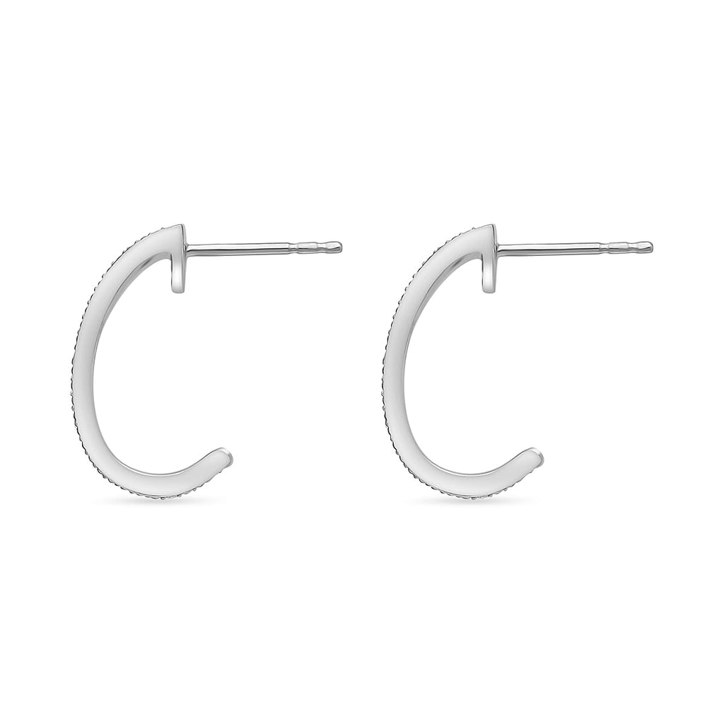 NY Closeout - White Diamond Earring With Push Back in Platinum Overlay Sterling Silver