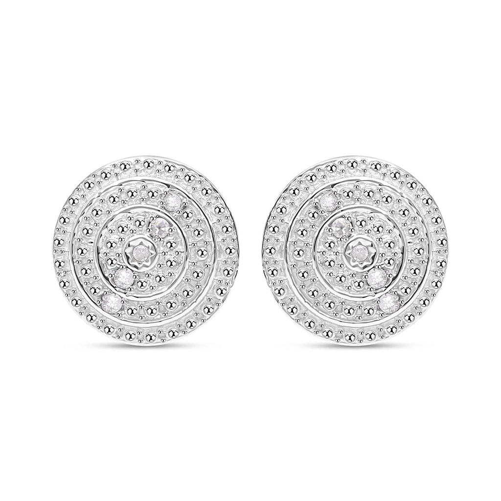 One time Closeout - 10 Natural Diamond  Earring in Platinum Overlay Sterling Silver