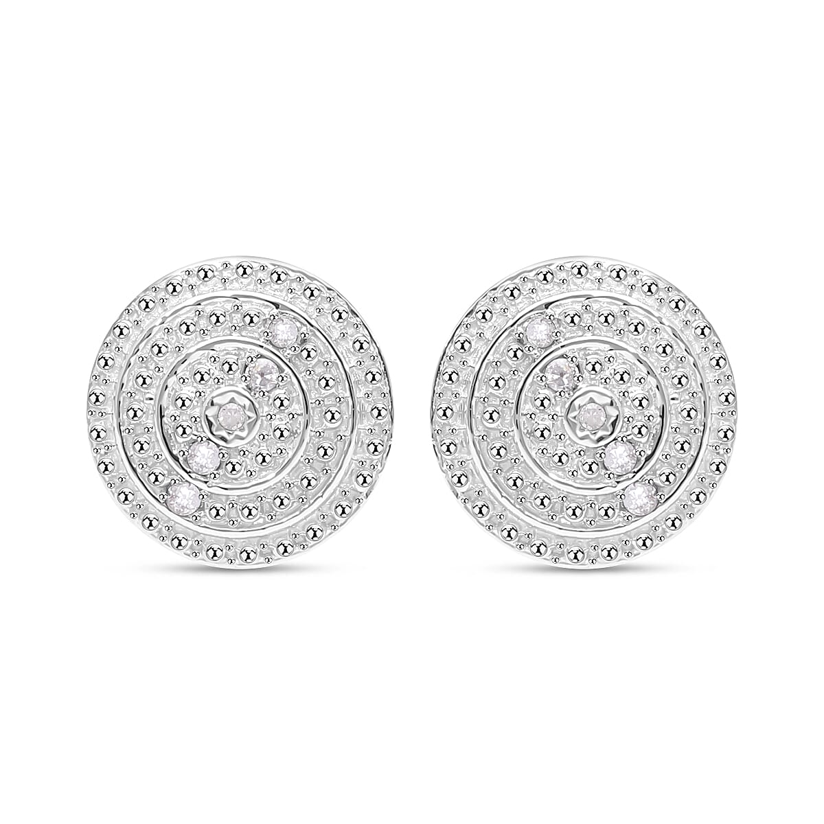 One time Closeout - Natural Diamond Earrings in Platinum Overlay Sterling Silver 7896896 0
