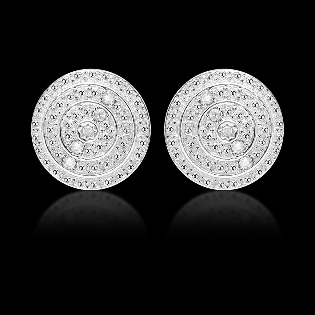 One time Closeout - 10 Natural Diamond  Earring in Platinum Overlay Sterling Silver