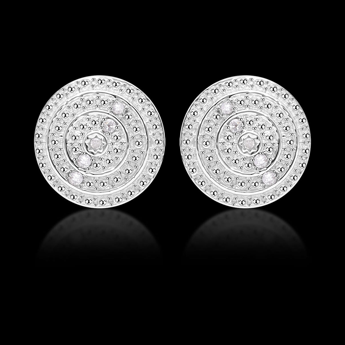 One time Closeout - Natural Diamond Earrings in Platinum Overlay Sterling Silver 7896896 1