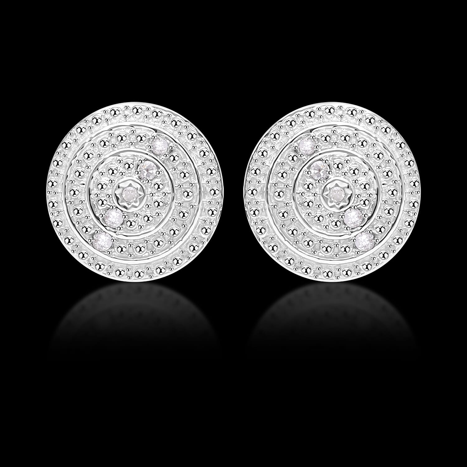 One time Closeout - Natural Diamond Earrings in Platinum Overlay Sterling Silver 7896896 1