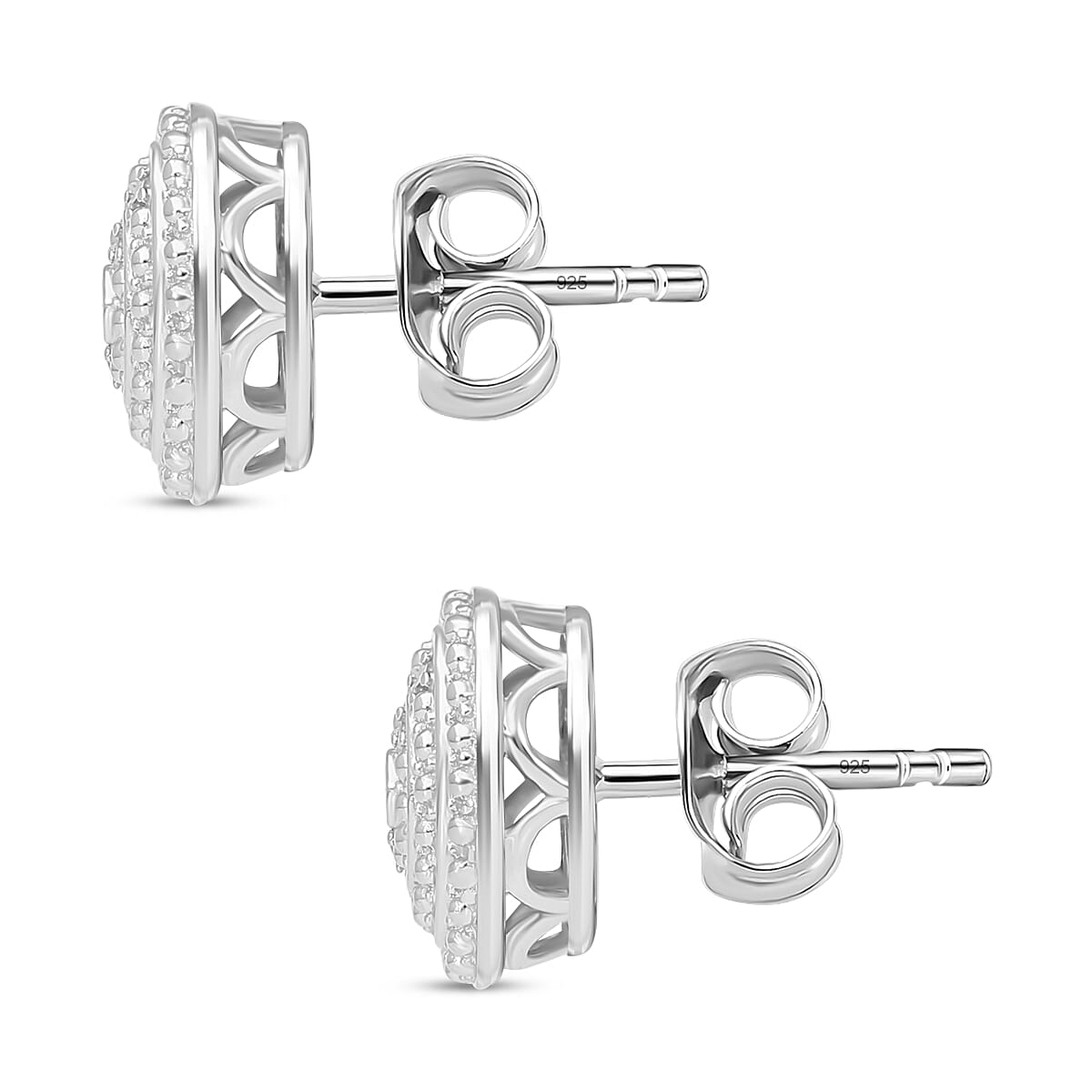 One time Closeout - Natural Diamond Earrings in Platinum Overlay Sterling Silver 7896896 3