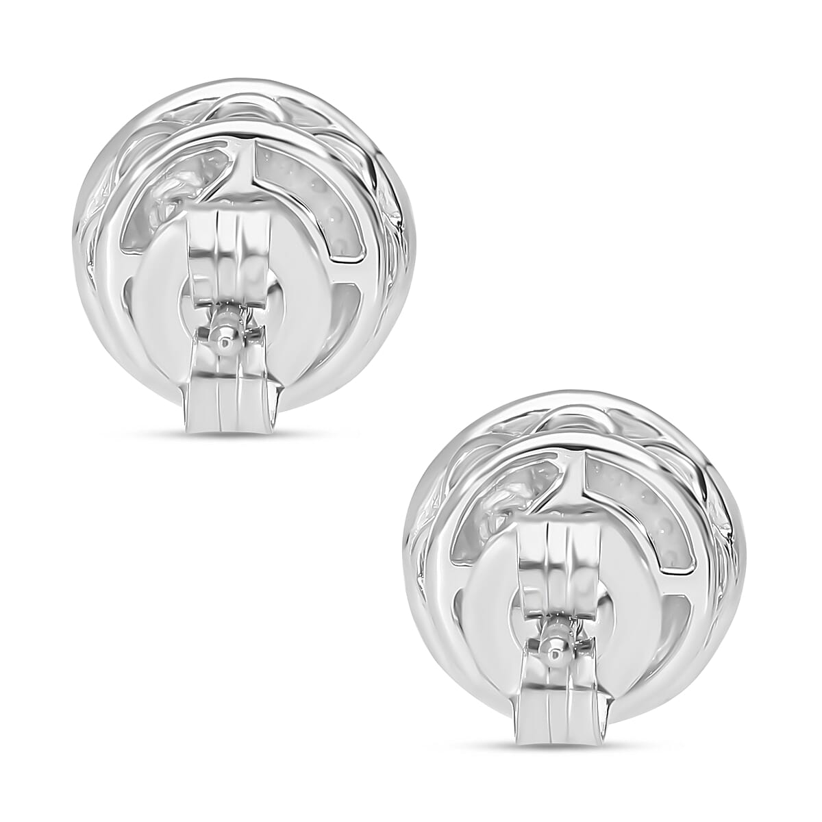 One time Closeout - Natural Diamond Earrings in Platinum Overlay Sterling Silver 7896896 4