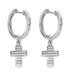 Diamond Cross Hoop Earrings in Platinum Overlay Sterling Silver 0.25 Ct