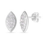 Diamond Marquise Stud Earrings in Platinum Overlay Sterling Silver 0.26 Ct