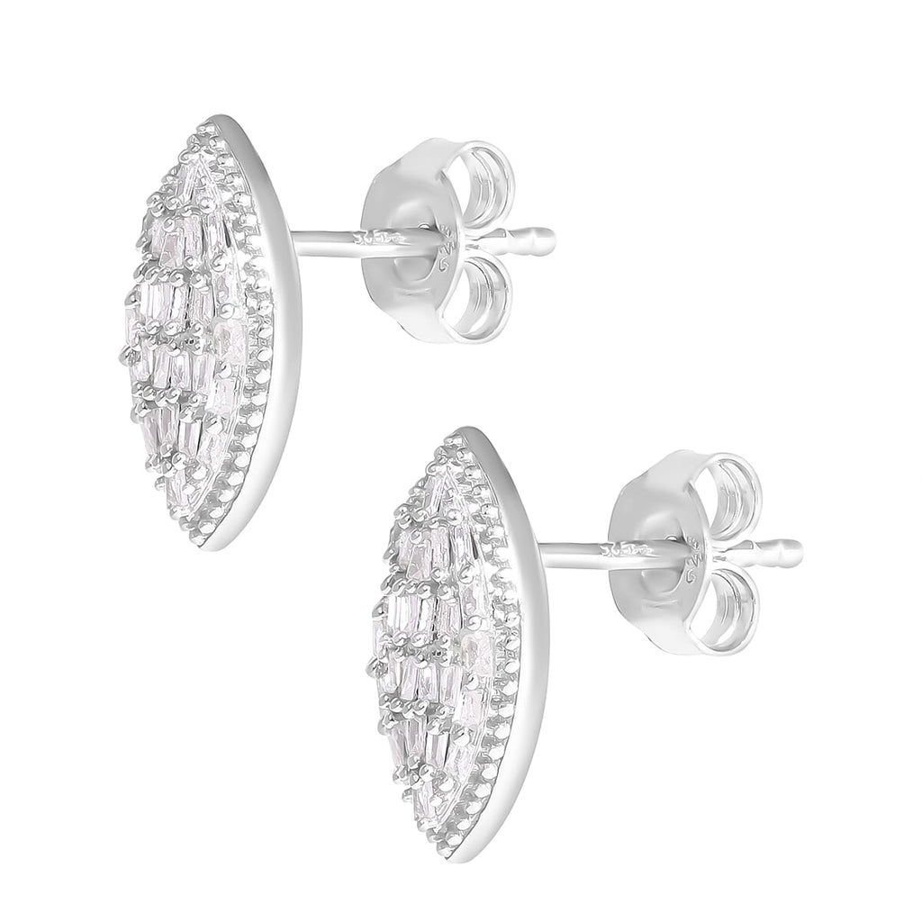 Diamond Marquise Stud Earrings in Platinum Overlay Sterling Silver 0.26 Ct