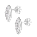 Diamond Marquise Stud Earrings in Platinum Overlay Sterling Silver 0.26 Ct