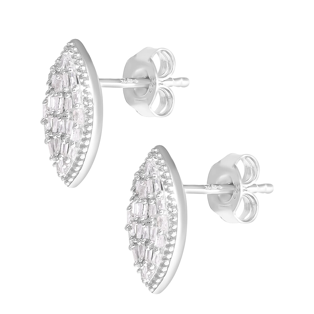 White Diamond Marquise Stud Earring in Platinum Overlay Sterling Silver 0.26 ct 0.260 Ct. 7631146 2