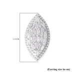 Diamond Marquise Stud Earrings in Platinum Overlay Sterling Silver 0.26 Ct