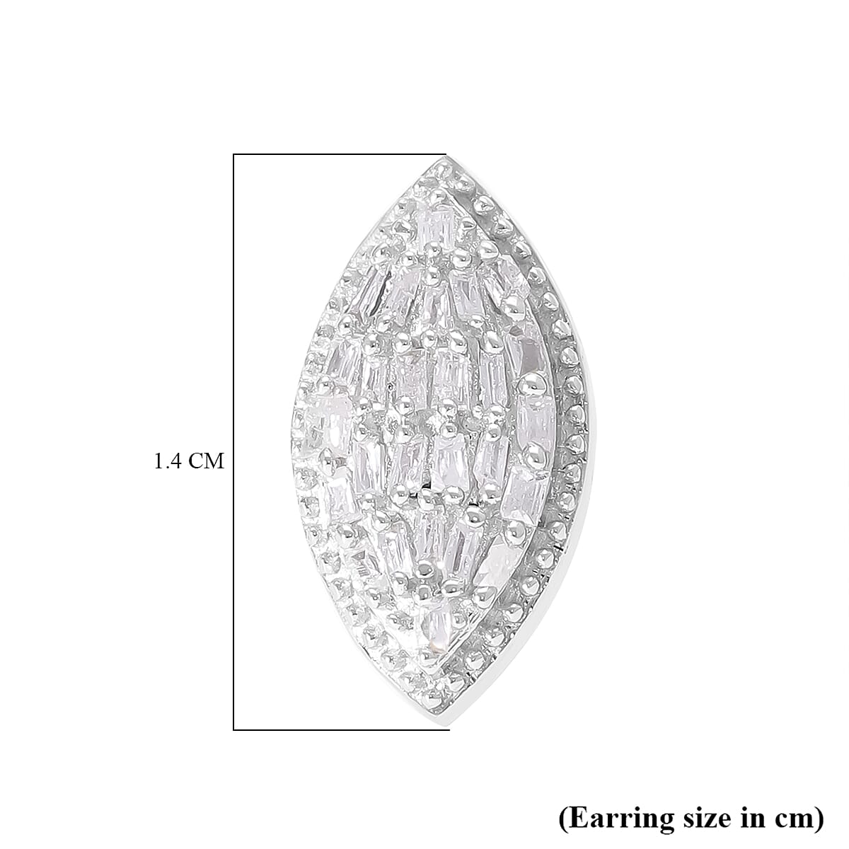 White Diamond Marquise Stud Earring in Platinum Overlay Sterling Silver 0.26 ct 0.260 Ct. 7631146 3