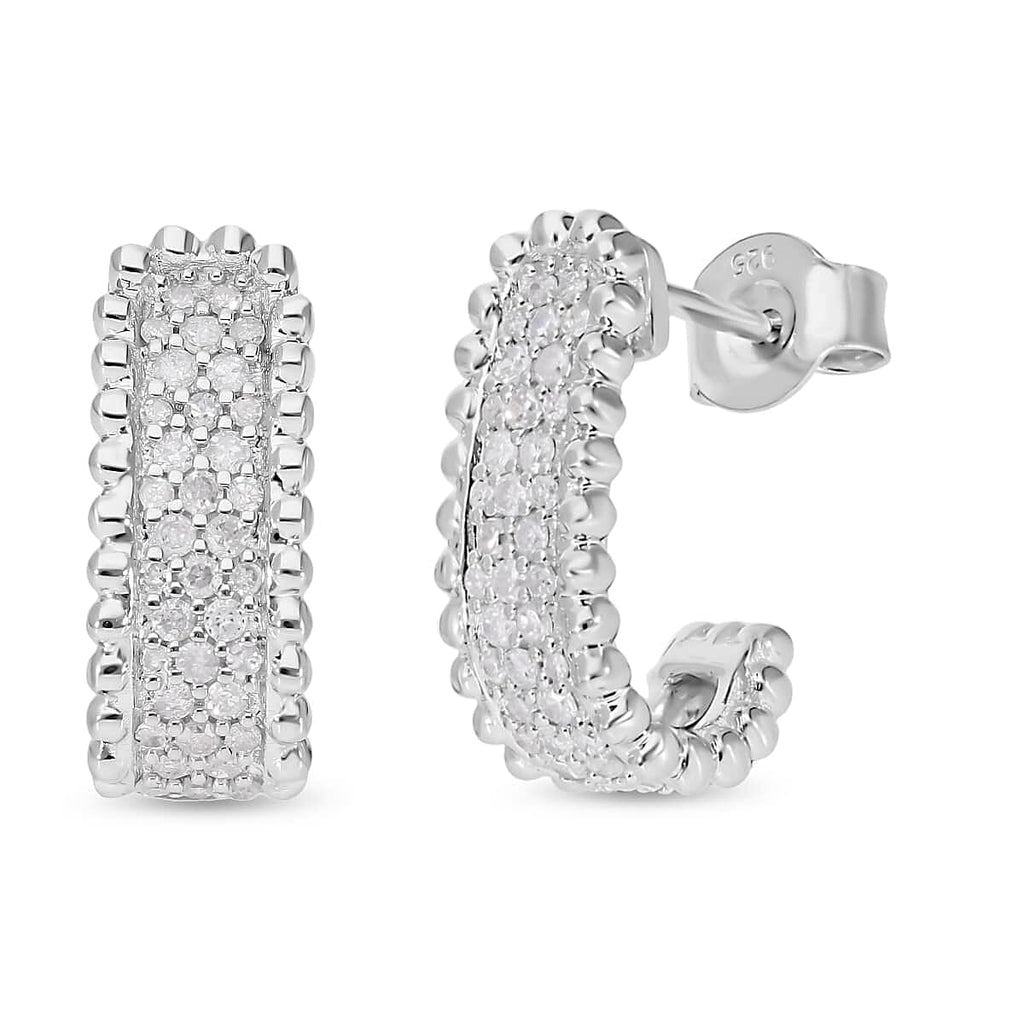 Designer Inspired -Diamond Eternity Hoop Earrings in Platinum Overlay Sterling Silver 0.50 Ct