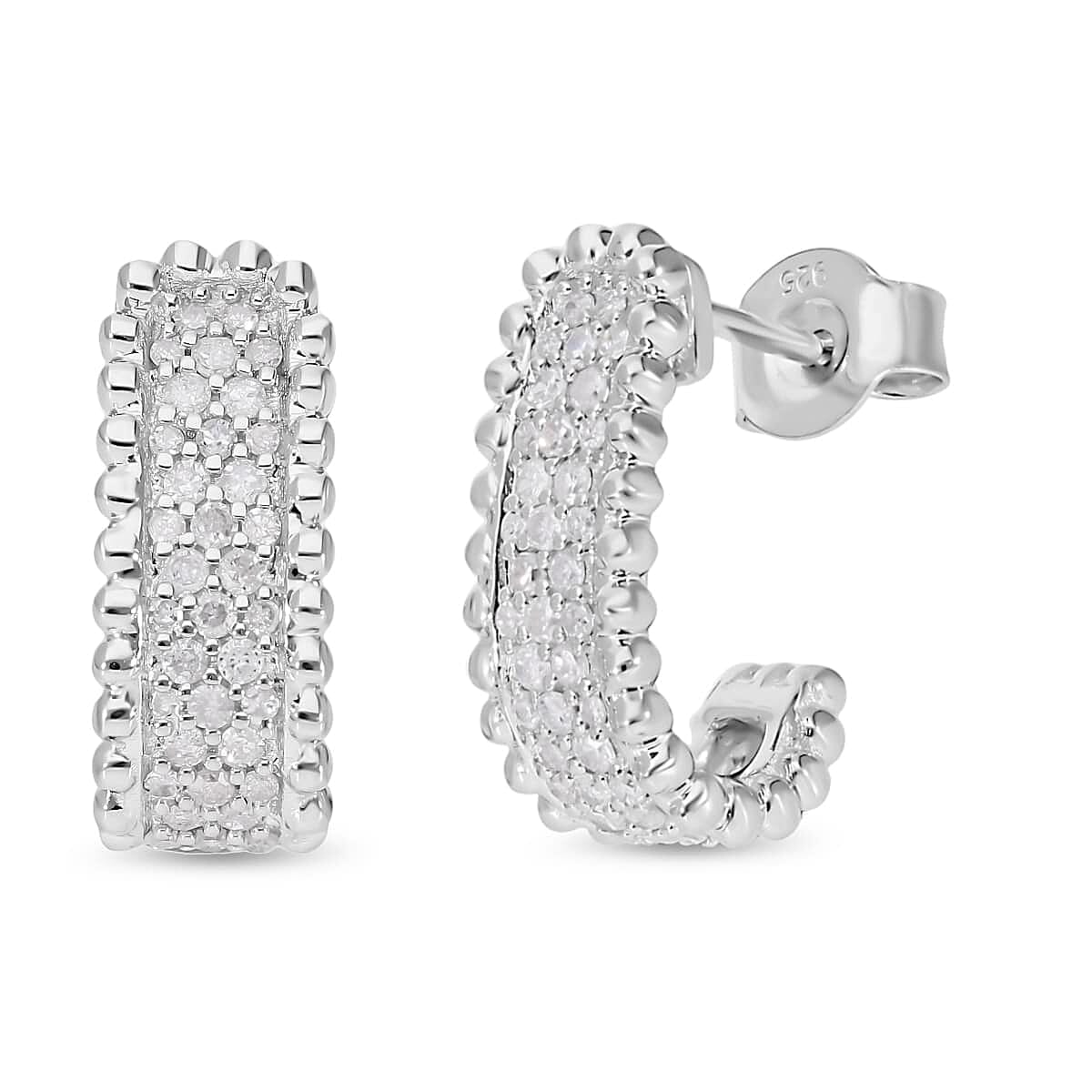 Designer Inspired -Diamond Eternity Hoop Earrings in Platinum Overlay Sterling Silver 0.50 Ct 7730049 0