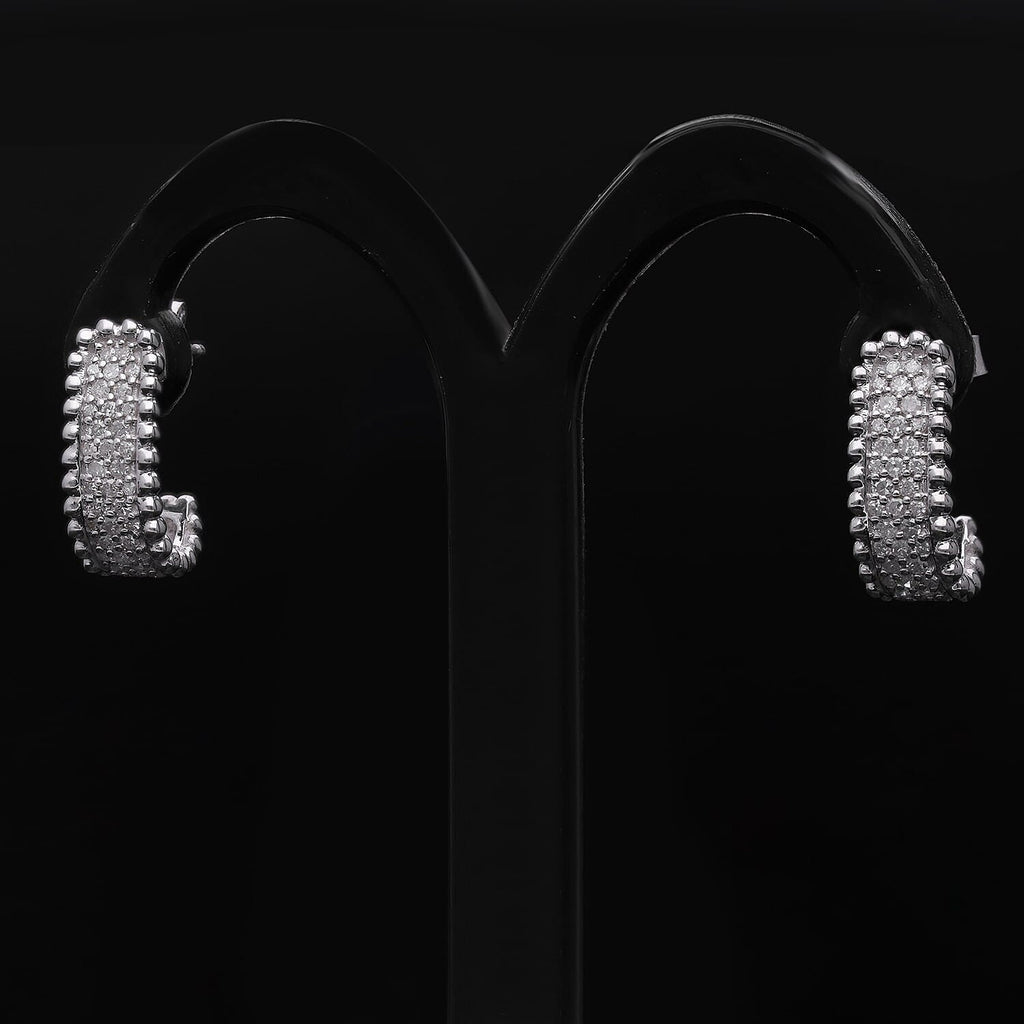 Designer Inspired -Diamond Eternity Hoop Earrings in Platinum Overlay Sterling Silver 0.50 Ct