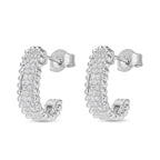 Designer Inspired -Diamond Eternity Hoop Earrings in Platinum Overlay Sterling Silver 0.50 Ct