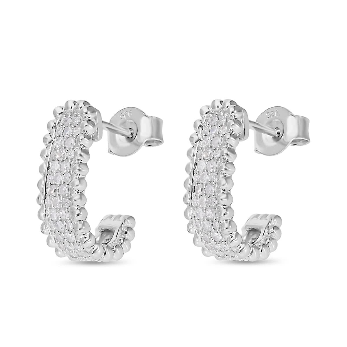 Designer Inspired -Diamond Eternity Hoop Earrings in Platinum Overlay Sterling Silver 0.50 Ct 7730049 3