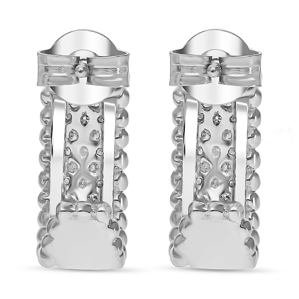 Designer Inspired -Diamond Eternity Hoop Earrings in Platinum Overlay Sterling Silver 0.50 Ct