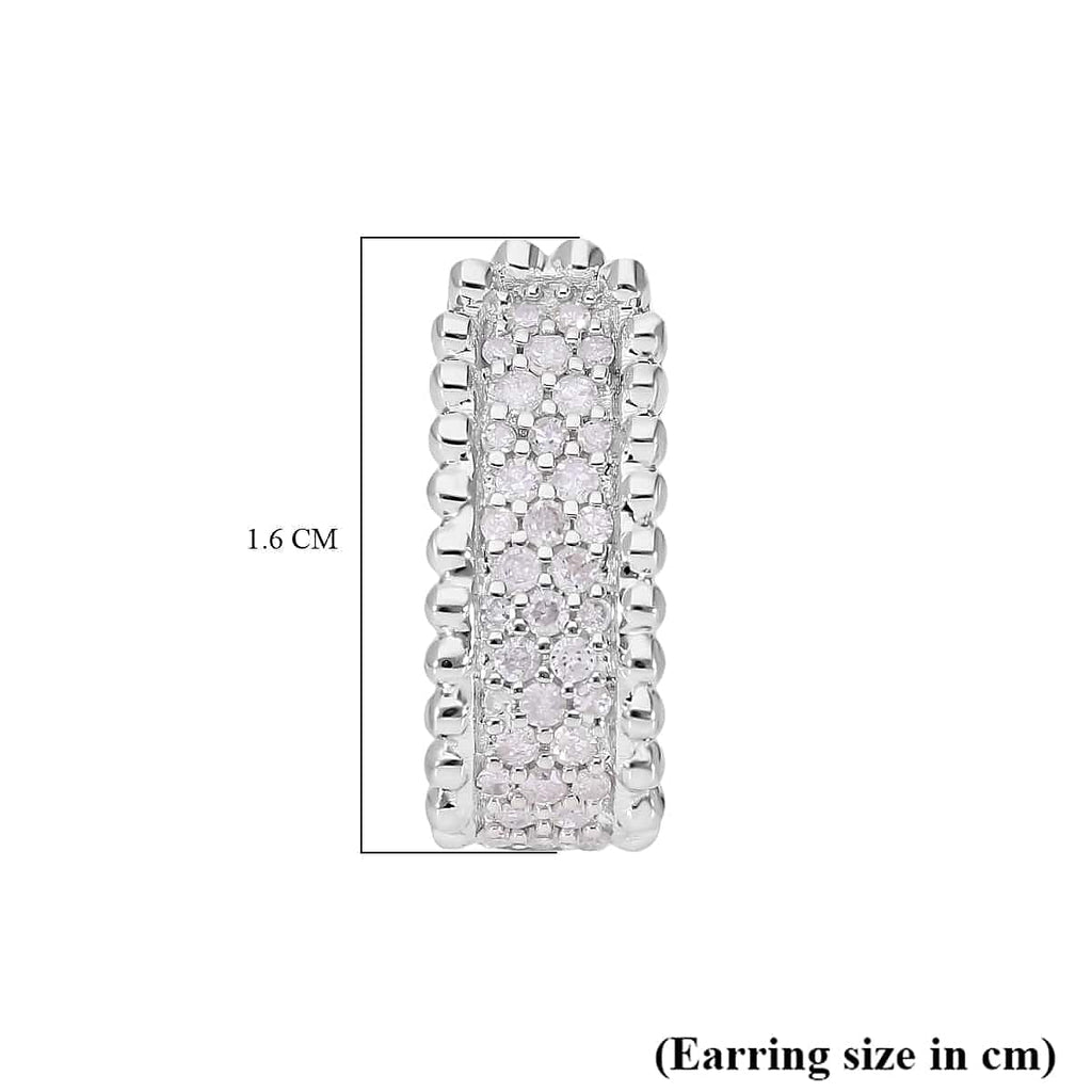 Designer Inspired -Diamond Eternity Hoop Earrings in Platinum Overlay Sterling Silver 0.50 Ct