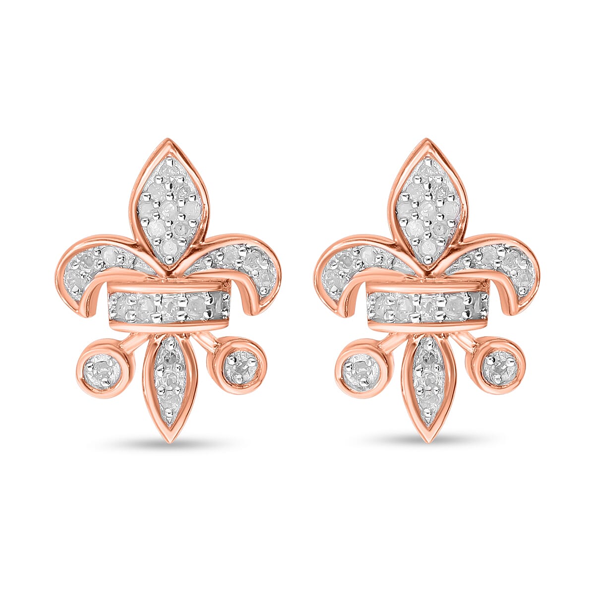 White Diamond Stud Earring in 18K Vermeil Rose Gold Plating Sterling Silver 0.25 ct 0.230 Ct. 7637530 0