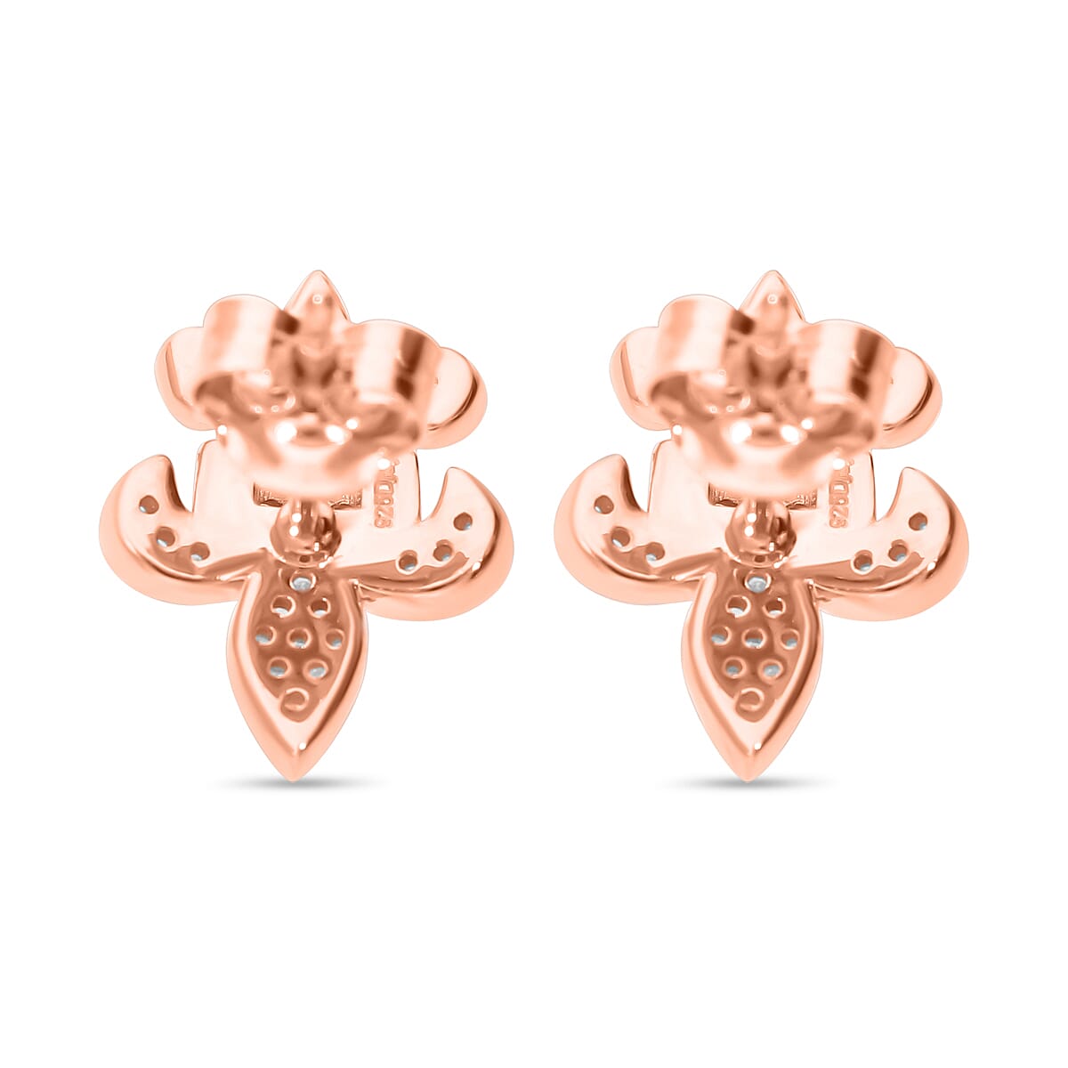 White Diamond Stud Earring in 18K Vermeil Rose Gold Plating Sterling Silver 0.25 ct 0.230 Ct. 7637530 2