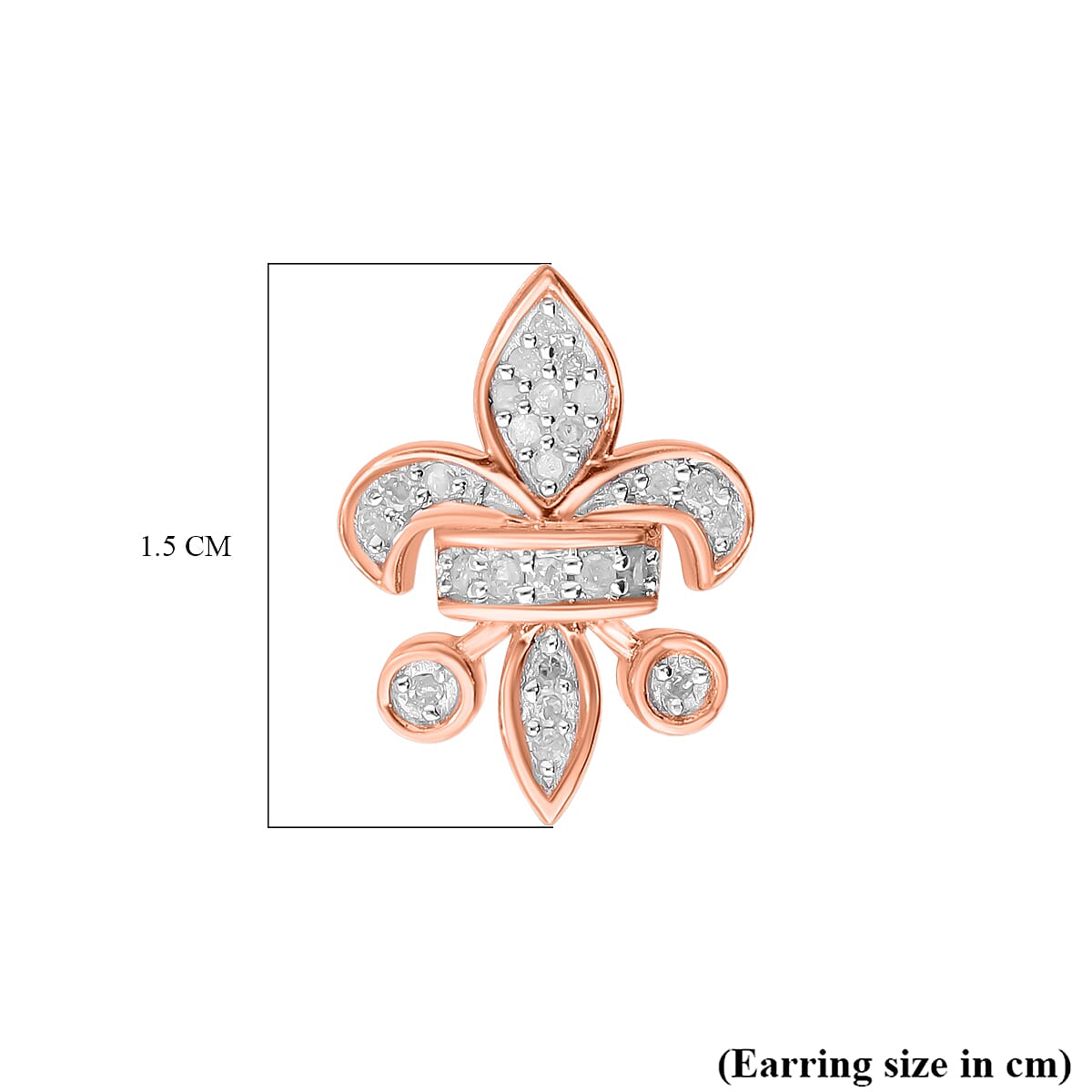 White Diamond Stud Earring in 18K Vermeil Rose Gold Plating Sterling Silver 0.25 ct 0.230 Ct. 7637530 3