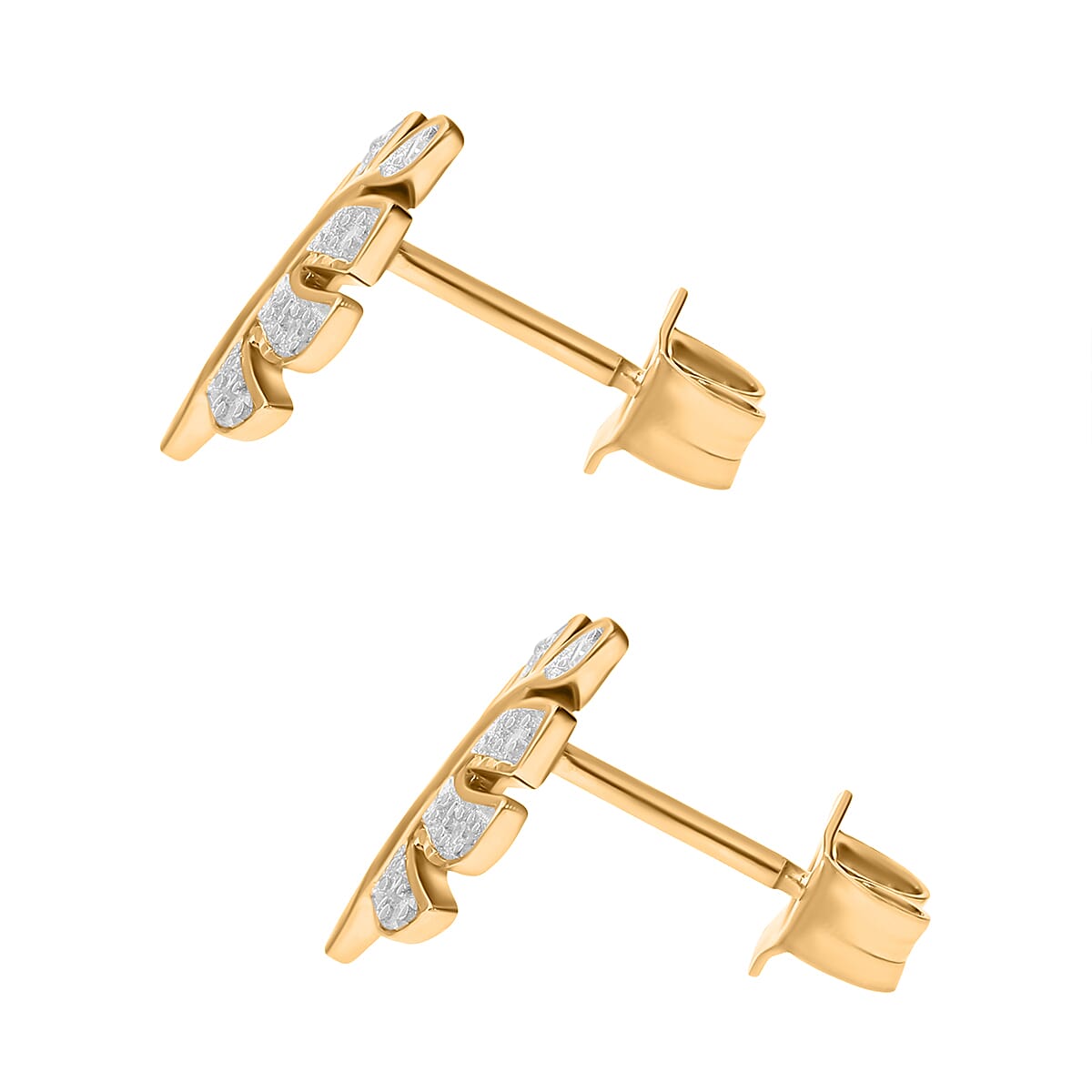 Diamond Leaf Earrings in Vermeil YG Plated Sterling Silver 7641750 4