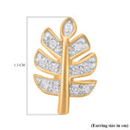 Diamond Leaf Earrings in Vermeil YG Plated Sterling Silver