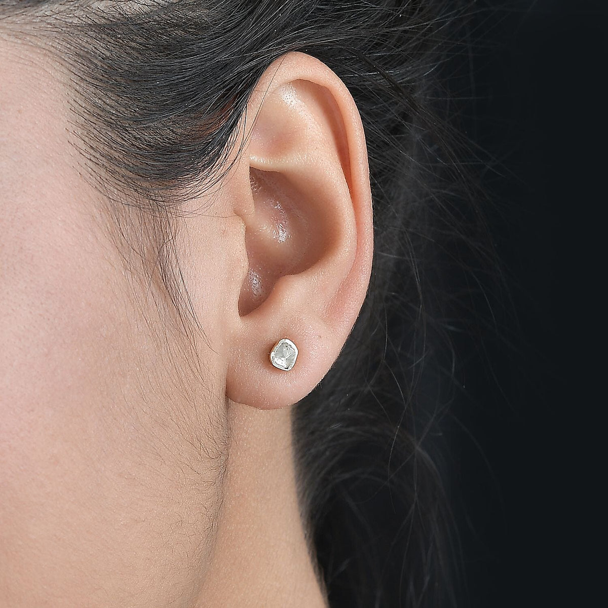 Artisan Crafted Polki Diamond Stud Earrings in 18K Vermeil Yellow Gold Plated Sterling Silver 0.15 Ct 7690700 2