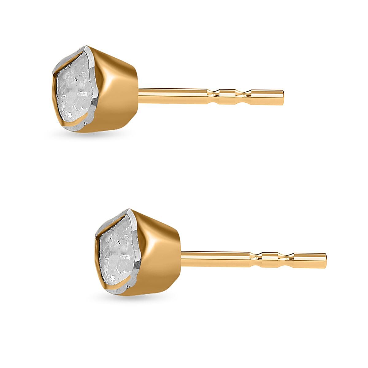 Artisan Crafted Polki Diamond Stud Earrings in 18K Vermeil Yellow Gold Plated Sterling Silver 0.15 Ct 7690700 3