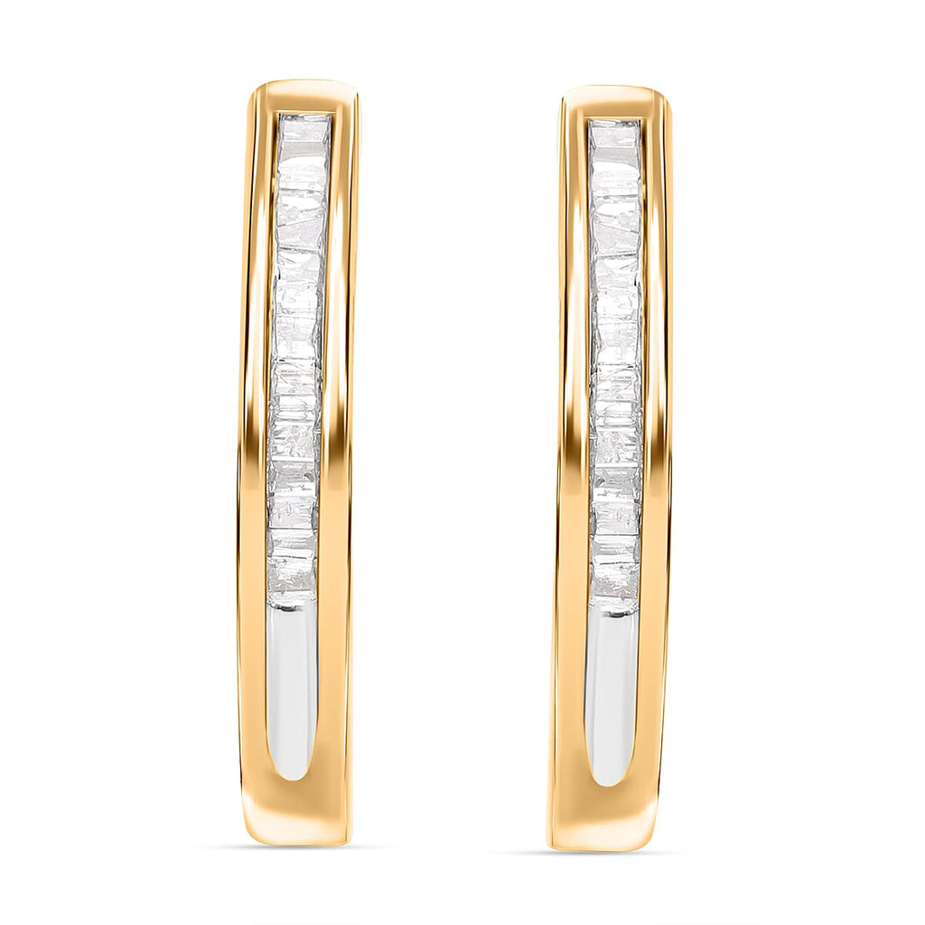 Biggest Closeout Diamond Offer 2024 - Designer Inspired White Diamond Earring in Gold Overlay Sterling Silver