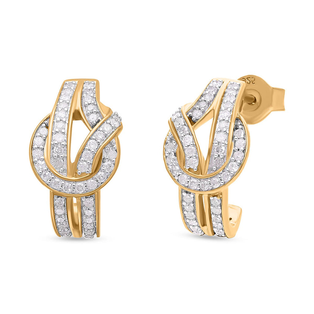 Designer Inspired-Diamond Earrings in YG Vermeil Plated Sterling Silver 0.51 Ct.