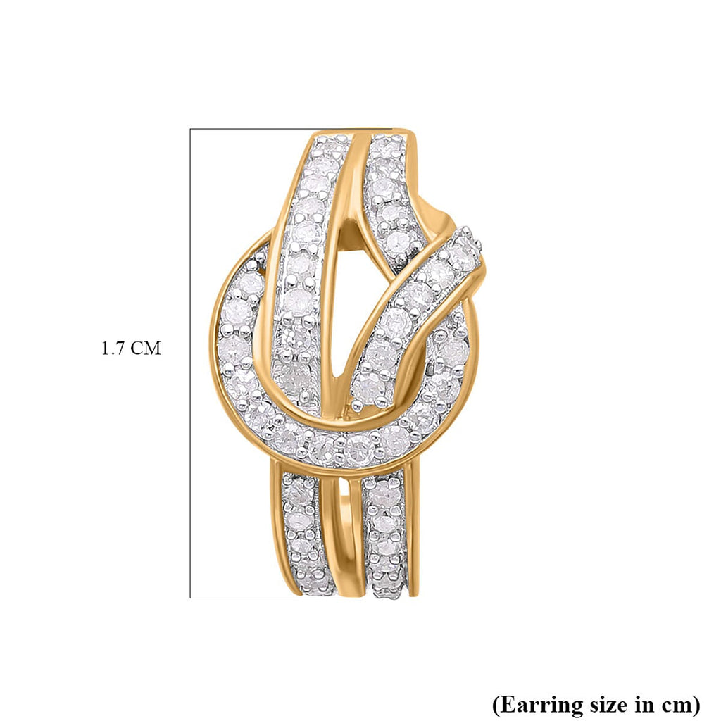 Designer Inspired-Diamond Earrings in YG Vermeil Plated Sterling Silver 0.51 Ct.
