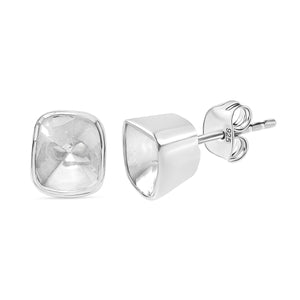 First Time Ever - Polki Diamond Earrings with Push Back in Rhodium Overlay Sterling Silver 1.00 Ct.