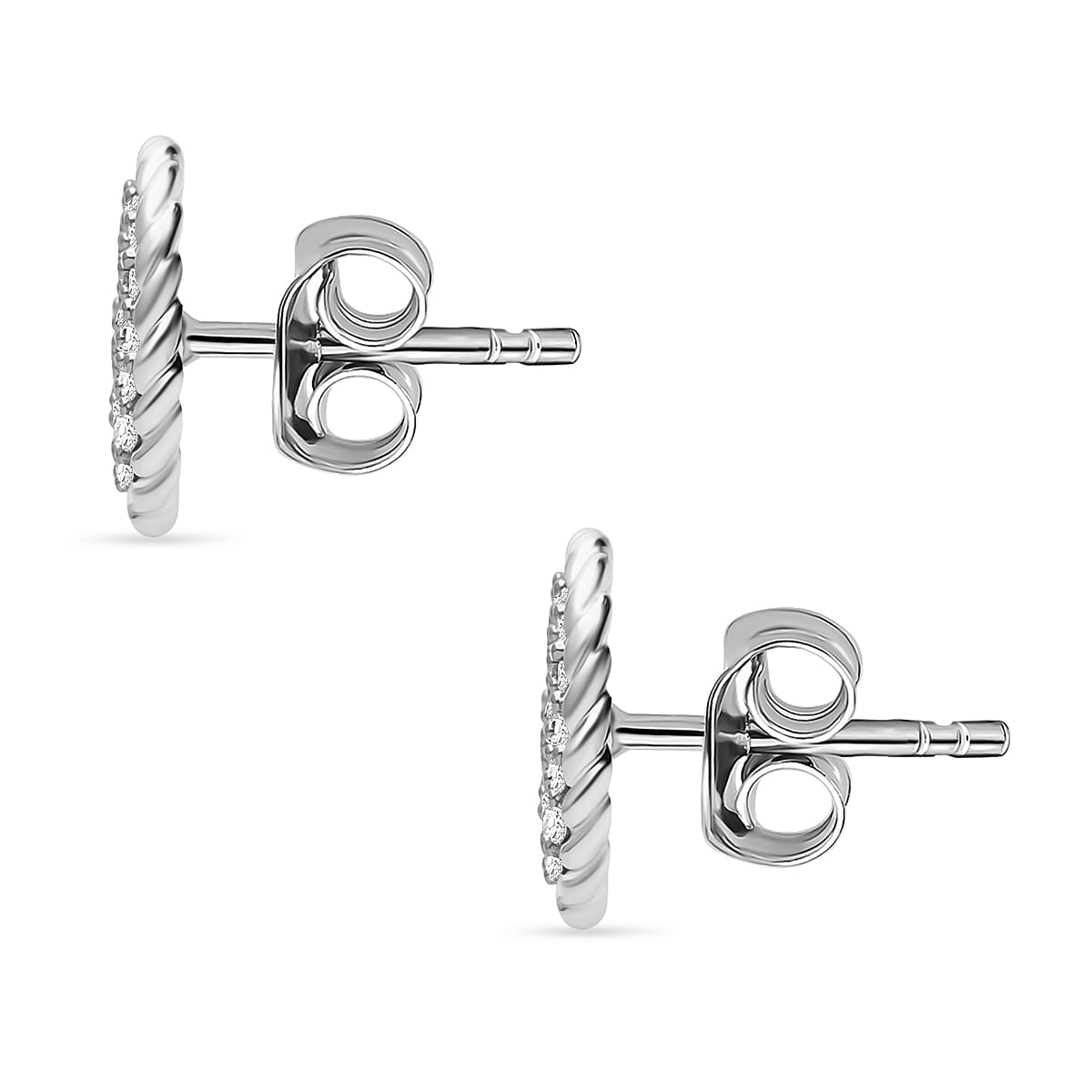 White Diamond Earring with Push Back in Rhodium Overlay Sterling Silver 0.51 Ct. 8170927 2