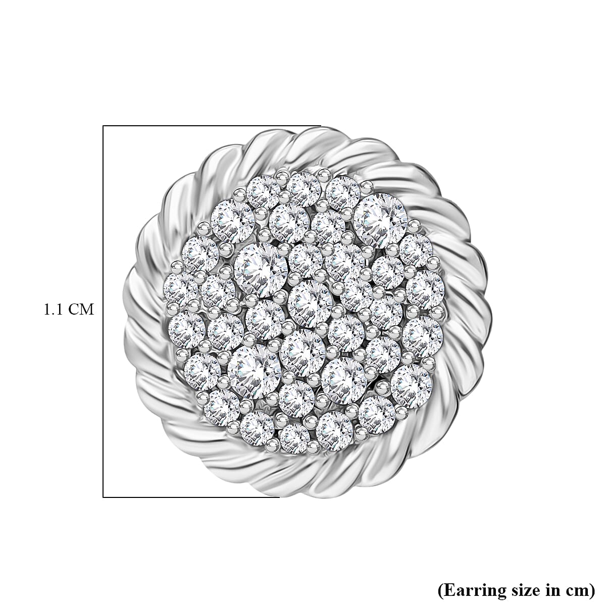 White Diamond Earring with Push Back in Rhodium Overlay Sterling Silver 0.51 Ct. 8170927 3
