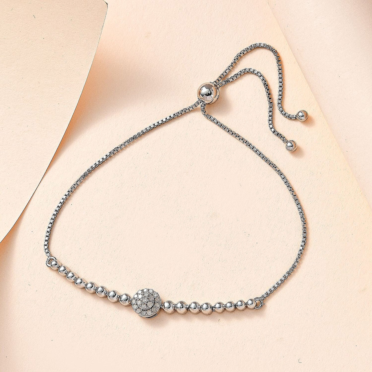 White Diamond Bracelet (Size - 7.5) in Platinum Overlay Sterling Silver, Silver Wt. 5.17 Gms. 7659057 1