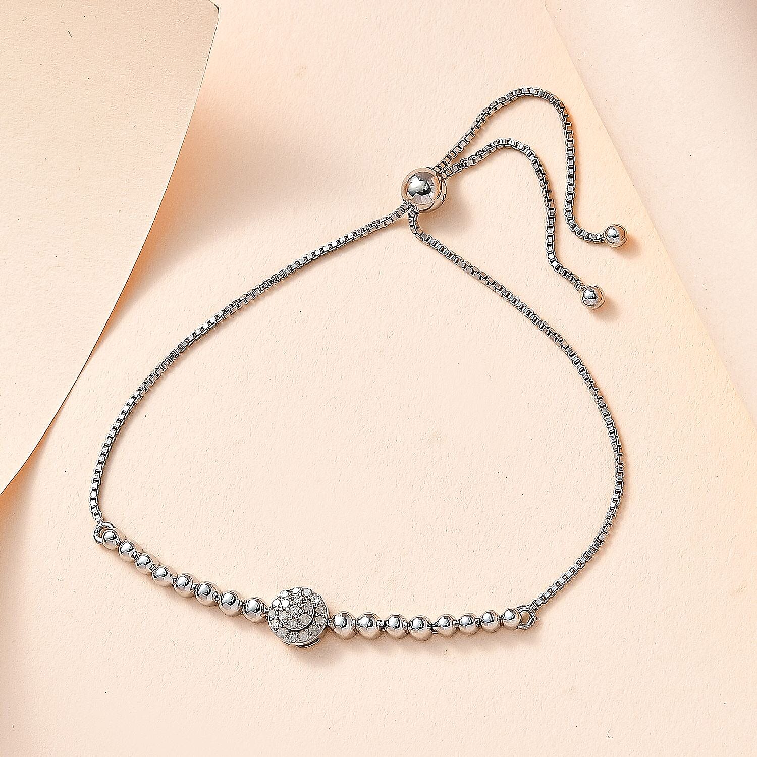 White Diamond Bracelet (Size - 7.5) in Platinum Overlay Sterling Silver, Silver Wt. 5.17 Gms. 7659057 1