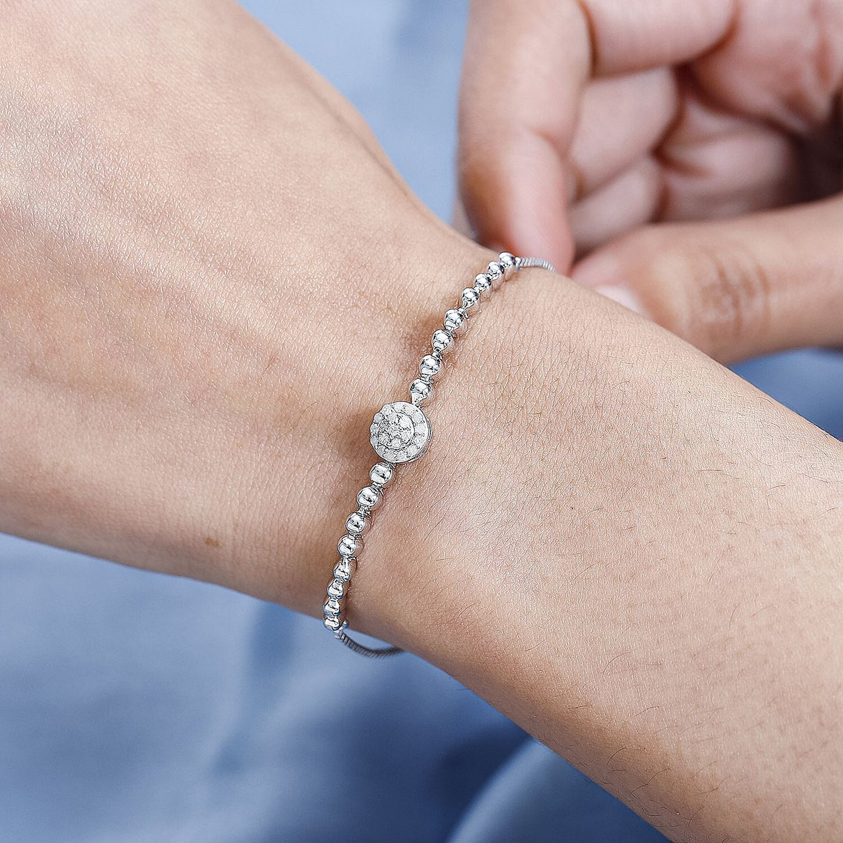White Diamond Bracelet (Size - 7.5) in Platinum Overlay Sterling Silver, Silver Wt. 5.17 Gms. 7659057 2
