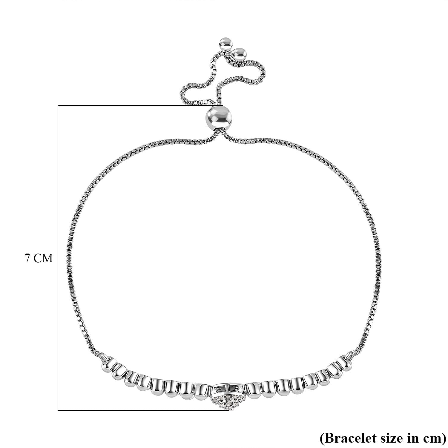 White Diamond Bracelet (Size - 7.5) in Platinum Overlay Sterling Silver, Silver Wt. 5.17 Gms. 7659057 4