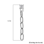 Diamond Paperclip Dangle Earrings in Platinum Overlay Sterling Silver