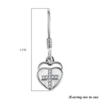 Diamond Cross Heart Earrings in Platinum Overlay Sterling Silver
