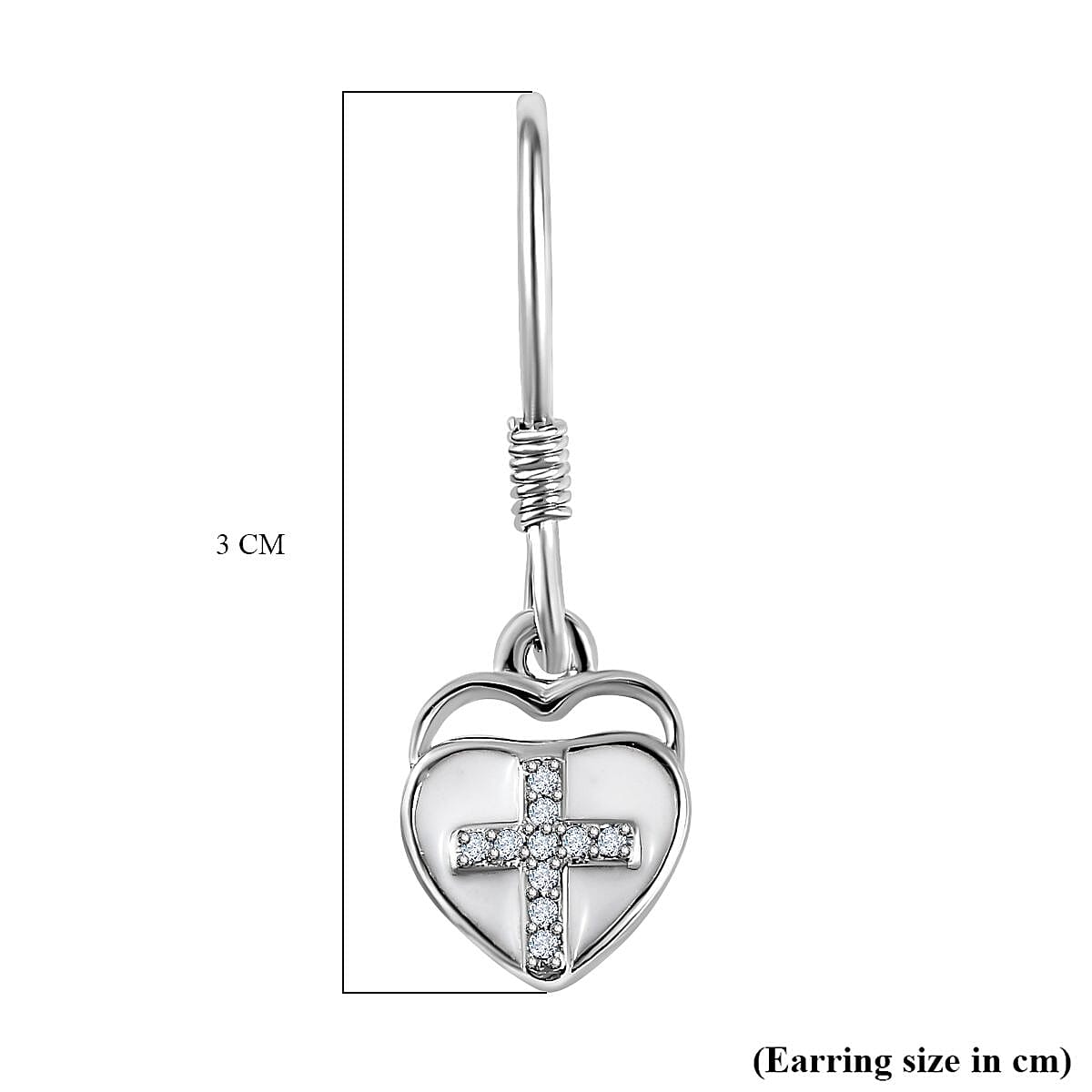 Diamond Cross Heart Earrings in Platinum Overlay Sterling Silver 7647564 6