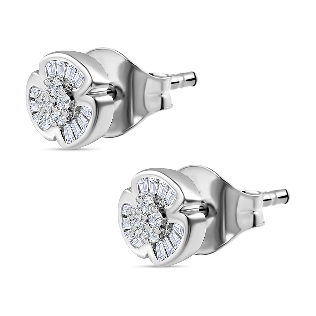 Diamond Stud Earrings in Platinum Overlay Sterling Silver 7726535 4
