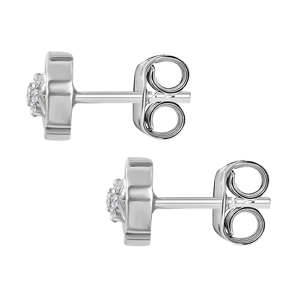 Diamond Stud Earrings in Platinum Overlay Sterling Silver