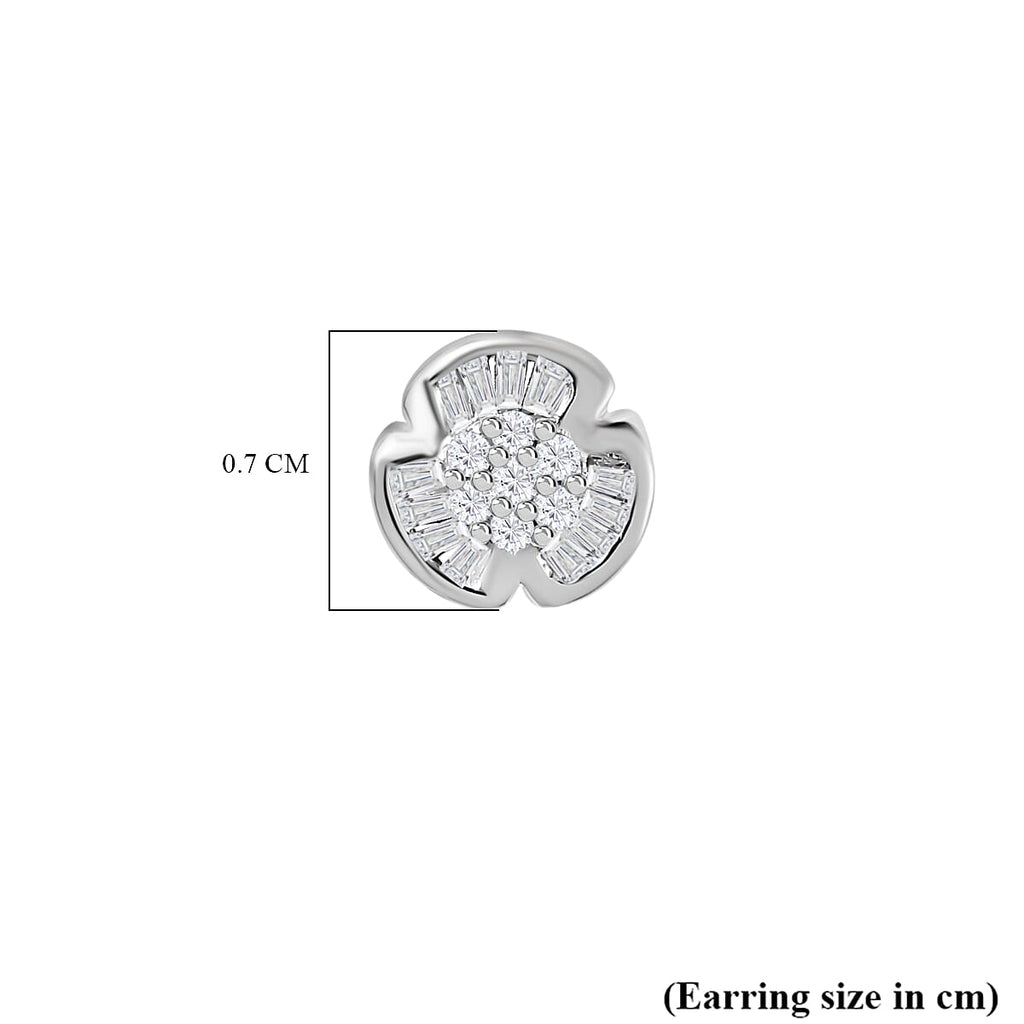 Diamond Stud Earrings in Platinum Overlay Sterling Silver