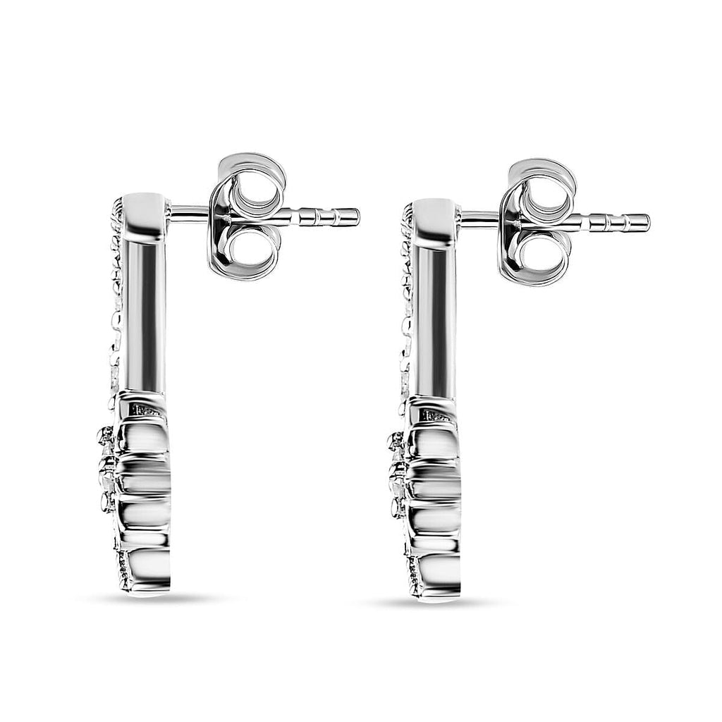 Diamond Moon Earrings in Platinum Overlay Sterling Silver 0.26 Ct