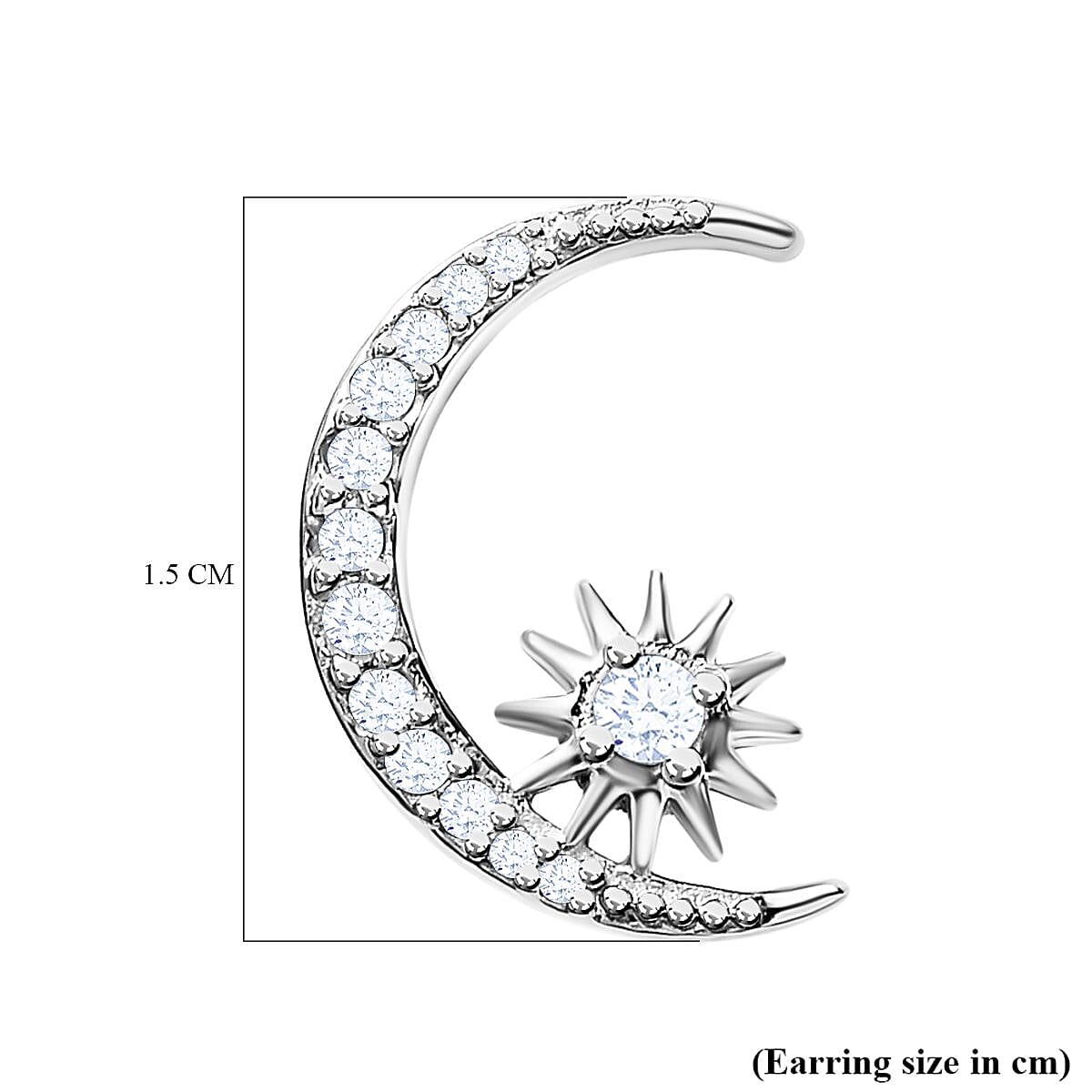 Diamond Moon Earrings in Platinum Overlay Sterling Silver 0.26 Ct 7648258 6