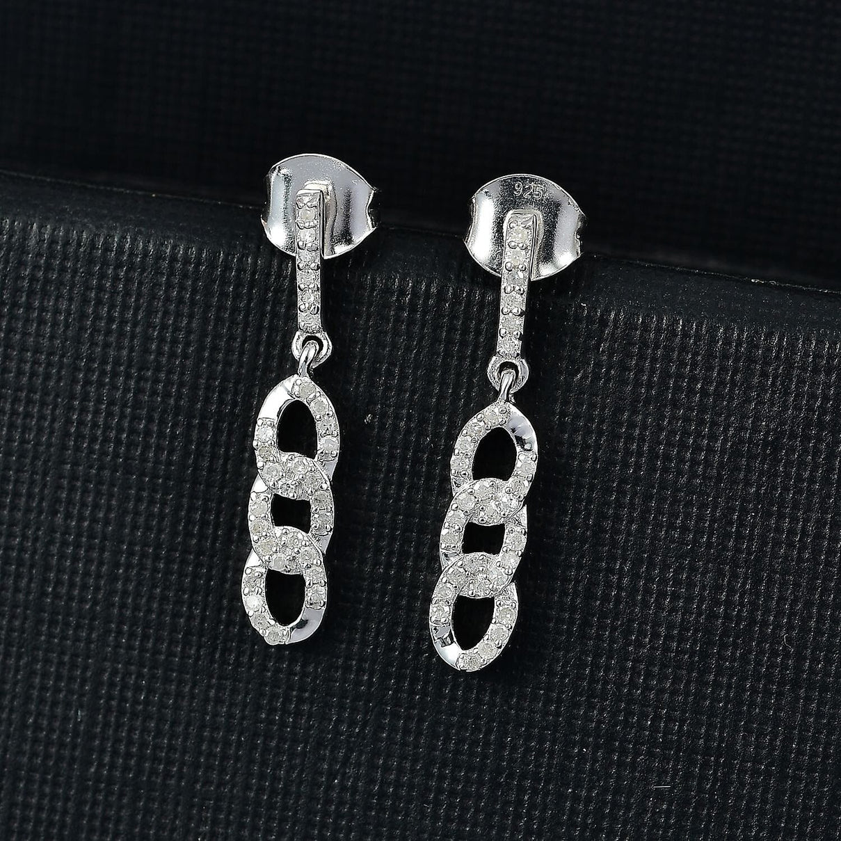 White Diamond Earring with Push Back in Rhodium Overlay Sterling Silver 0.25 Ct. 7970019 2